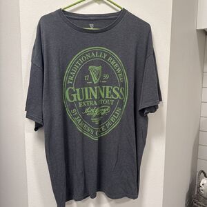 Guinness, Beer‎ T-Shirt, Gray With Green Logo Size XXL